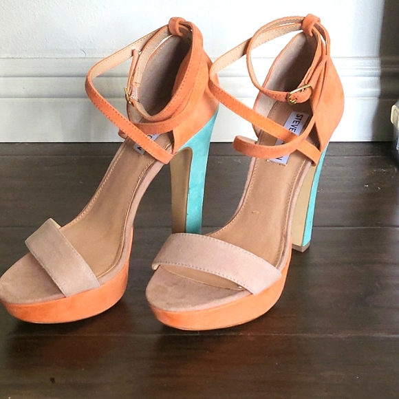 NIB Steve Madden unleash platform sandal chunky heel wrap strappy color block - Picture 1 of 8